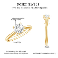 Round Shaped Moissanite Solitaire Engagement Ring