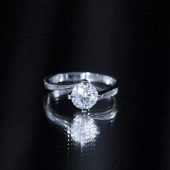 Certified Moissanite Solitaire Engagement Ring in Bypass Shank