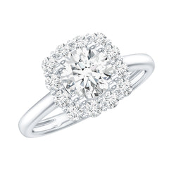 Classic Moissanite Halo Engagement Ring in Double Prong Setting