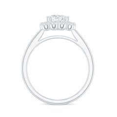 Classic Moissanite Halo Engagement Ring in Double Prong Setting