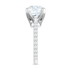 Round 10 MM Moissanite Solitaire Engagement Ring with Side Stones