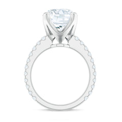 Round 10 MM Moissanite Solitaire Engagement Ring with Side Stones
