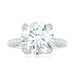 Round 10 MM Moissanite Solitaire Engagement Ring with Side Stones