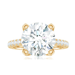 Round 10 MM Moissanite Solitaire Engagement Ring with Side Stones