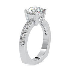 2.50 CT Solitaire Zircon Engagement Ring with Side Stones