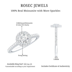 Classic Moissanite Halo Engagement Ring