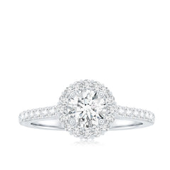Classic Moissanite Halo Engagement Ring