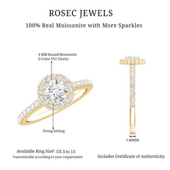 Classic Moissanite Halo Engagement Ring