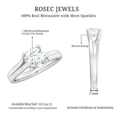 7 MM Round Moissanite Solitaire Engagement Ring in Reverie Setting