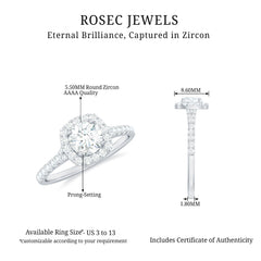 1.50 CT Designer Floating Halo Zircon Engagement Ring in Gold