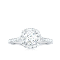 1.50 CT Designer Floating Halo Zircon Engagement Ring in Gold