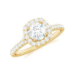 1.50 CT Designer Floating Halo Zircon Engagement Ring in Gold