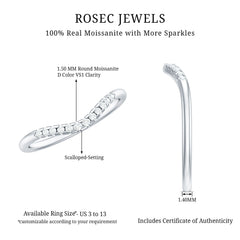 Curved Stackable Ring with Certified Moissanite