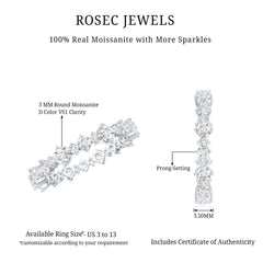 Round Certified Moissanite Stackable Eternity Ring For Women