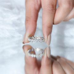 Round Certified Moissanite Stackable Eternity Ring For Women