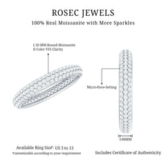 Micro Pave Set Moissanite Eternity Wedding Band for Women