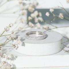 Micro Pave Set Moissanite Eternity Wedding Band for Women