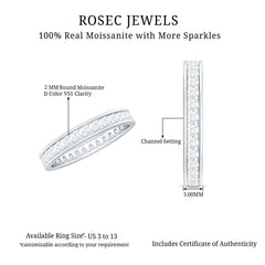 Channel Set Round Moissanite Full Eternity Band Ring