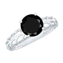 Round Lab Grown Black Diamond Solitaire Ring