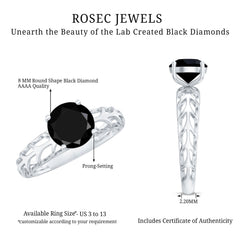 Round Lab Grown Black Diamond Solitaire Ring