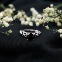 Round Lab Grown Black Diamond Solitaire Ring