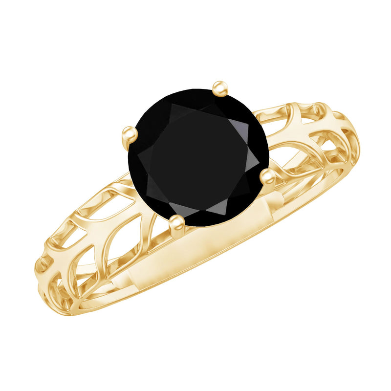 Round Lab Grown Black Diamond Solitaire Ring