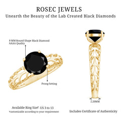 Round Lab Grown Black Diamond Solitaire Ring