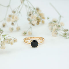Round Lab Grown Black Diamond Solitaire Ring