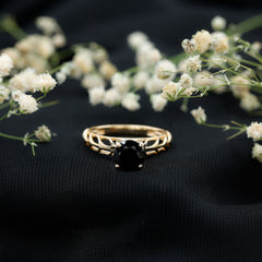 Round Lab Grown Black Diamond Solitaire Ring