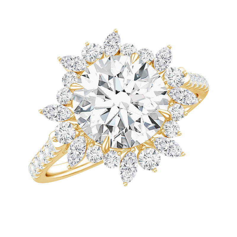 Certified Round Moissanite Halo Engagement Ring for Her