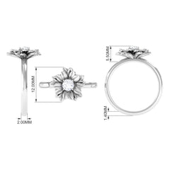 Certified Real Diamond Floral Engagement Ring