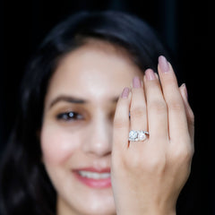 Freshwater Pearl and Moissanite Toi Et Moi Cocktail Ring