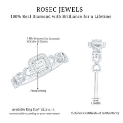 1/4 CT Real Diamond Infinity Heart Engagement Ring