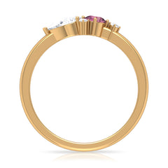 Pink Tourmaline and Moissanite Cluster Promise Ring