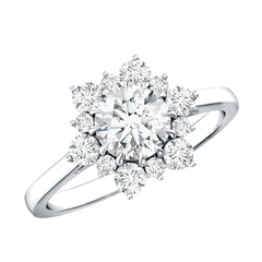 Claw Set Moissanite Halo Engagement Ring with Certificate