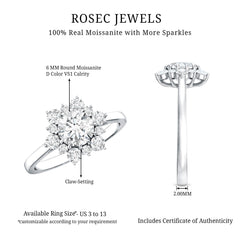 Claw Set Moissanite Halo Engagement Ring with Certificate