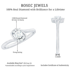 Certified Real Diamond Promise Ring with Bypass Shank