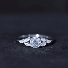 Certified Moissanite Solitaire Engagement Ring with Trio