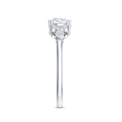 Certified Moissanite Solitaire Engagement Ring with Trio