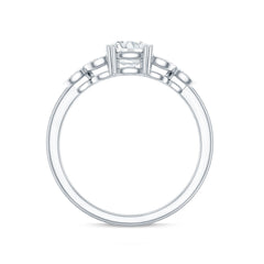 Certified Moissanite Solitaire Engagement Ring with Trio