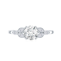 Certified Moissanite Solitaire Engagement Ring with Trio