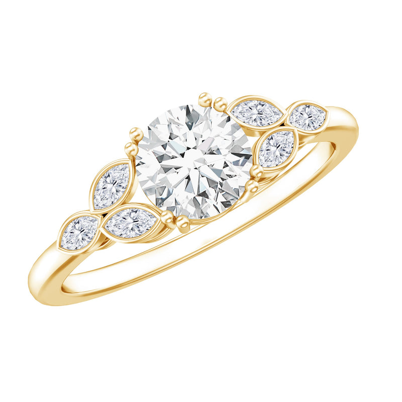 Certified Moissanite Solitaire Engagement Ring with Trio