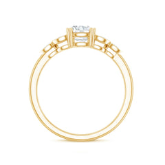 Certified Moissanite Solitaire Engagement Ring with Trio