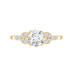 Certified Moissanite Solitaire Engagement Ring with Trio