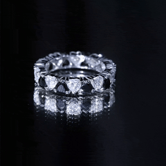 Heart Shape Lab Grown Black Diamond Eternity Band With Moissanite