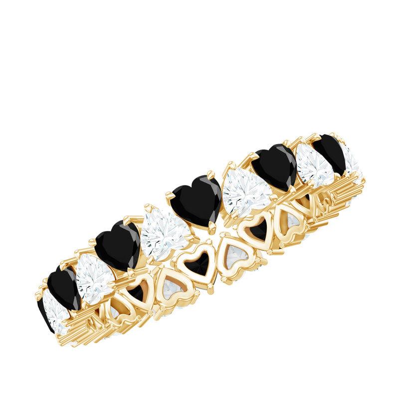 Heart Shape Lab Grown Black Diamond Eternity Band With Moissanite