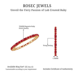 1 CT Baguette and Round Created Ruby Full Eternity Ring