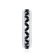 1.25 CT Elegant Created Black Diamond and Moissanite Wedding Band Ring