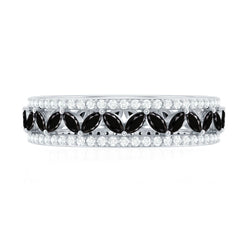 1.25 CT Elegant Created Black Diamond and Moissanite Wedding Band Ring