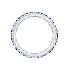 1.25 CT Elegant Created Blue Sapphire and Diamond Wedding Band Ring